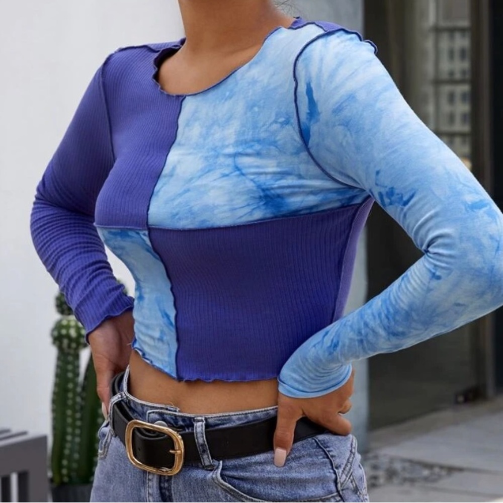 Asymmetric Long Sleeve Crop